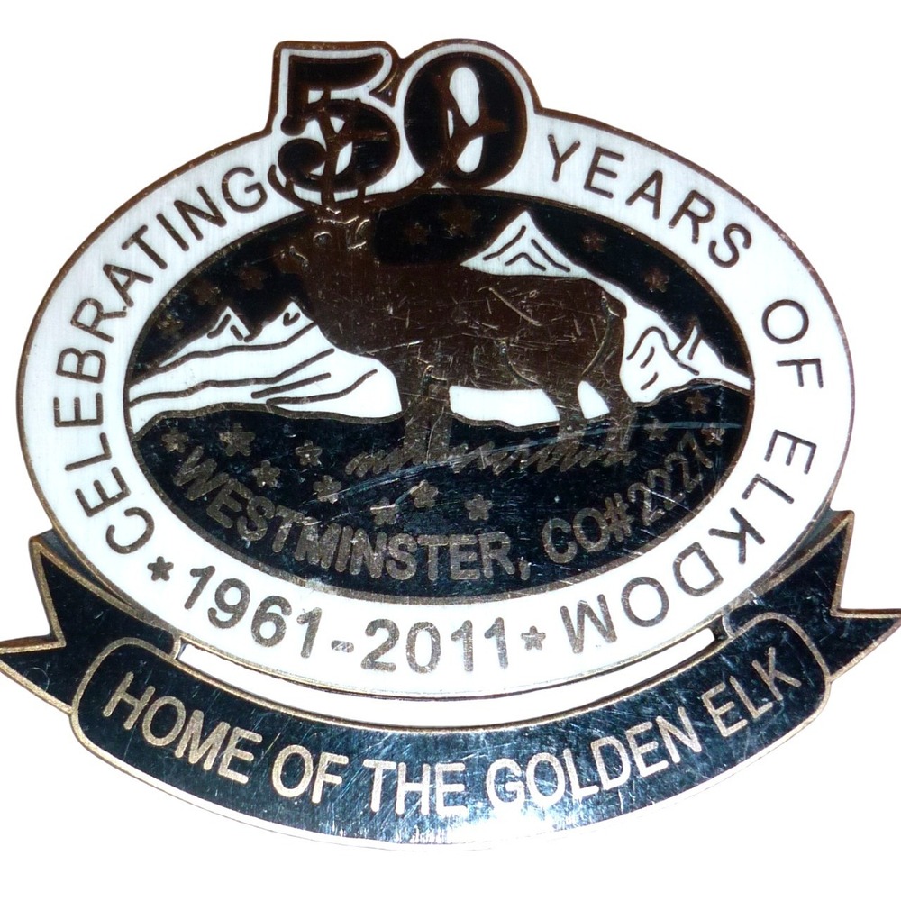 Westminster CO Elks‎ Lodge 2227 50 Years 1961-2011 Golden Elk Enamel Pin